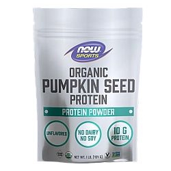 אבקת חלבון זרעי דלעת אורגני ללא טעם 454 גרם - מבית NOW FOODS