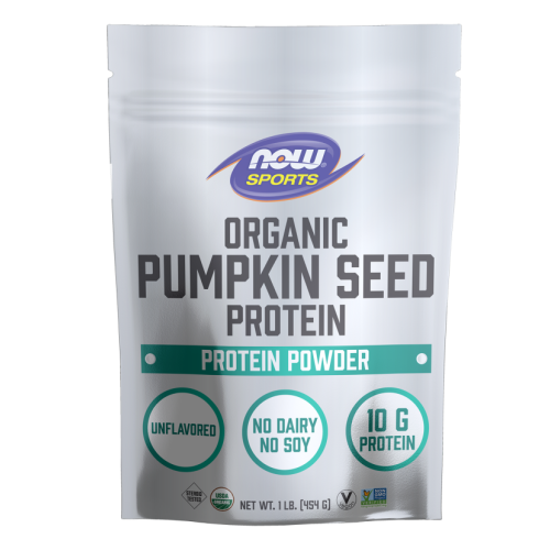 אבקת חלבון זרעי דלעת אורגני ללא טעם 454 גרם - מבית NOW FOODS