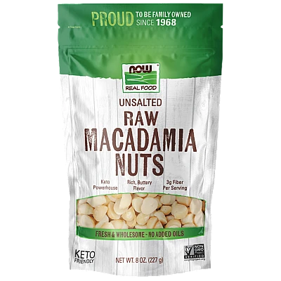 אגוזי מקדמיה גולמיים ללא מלוח 227 גרם - מבית NOW FOODS