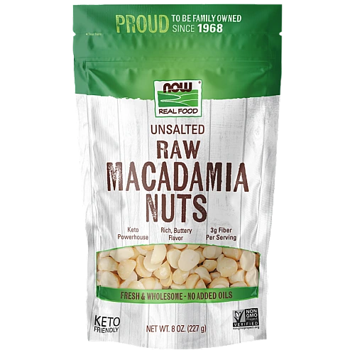 אגוזי מקדמיה גולמיים ללא מלוח 227 גרם - מבית NOW FOODS