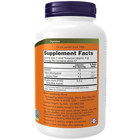 אינולין אורגני אבקת פרה-ביוטיקה 227 גרם - מבית NOW FOODS אינולין אורגני אבקת פרה-ביוטיקה 227 גרם - מבית NOW FOODS