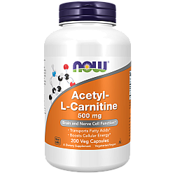 אצטיל ל-קרניטין 500 מ"ג - 200 כמוסות - מבית NOW FOODS