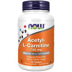 אצטיל ל-קרניטין 750 מ"ג - 90 טבליות - מבית NOW FOODS
