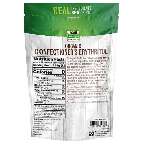 אריתריטול אורגני מחליף אבקת סוכר 454 גרם - מבית NOW FOODS
