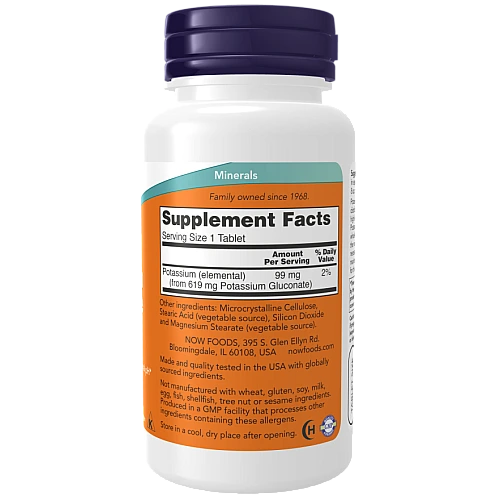 אשלגן גלוקונאט 99 מ"ג  100 טבליות - מבית NOW FOODS