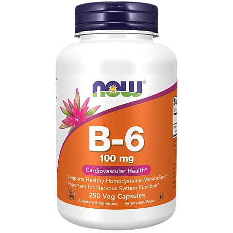 ויטמין B-6 מינון 100 מ"ג 250 כמוסות - מבית NOW FOODS ויטמין B-6 מינון 100 מ"ג 250 כמוסות - מבית NOW FOODS
