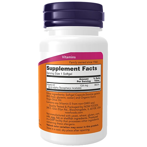 ויטמין E-200 מכין 134 מ"ג (200 יחב״ל) 100 כמוסות - מבית NOW FOODS