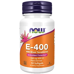 ויטמין E-400 מכין 268 מ"ג 50 כמוסות - מבית NOW FOODS