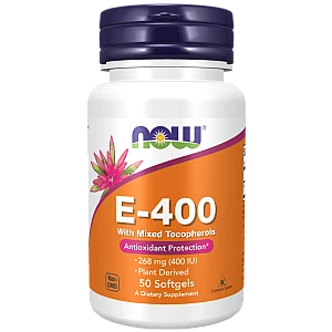 ויטמין E-400 מכין 268 מ"ג 50 כמוסות - מבית NOW FOODS