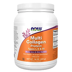 חלבון מולטי קולג סוג II I ו-III ללא טעם 454 גרם - מבית NOW FOODS