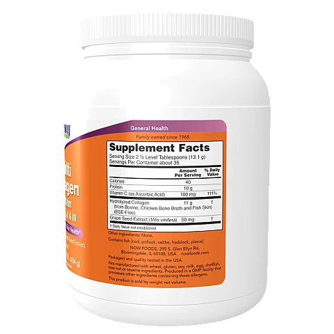 חלבון מולטי קולג סוג II I ו-III ללא טעם 454 גרם - מבית NOW FOODS חלבון מולטי קולג סוג II I ו-III ללא טעם 454 גרם - מבית NOW FOODS