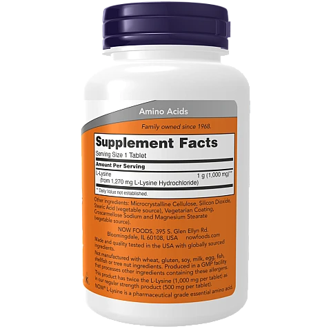 ליזין 1000 מ"ג עוצמה כפולה - 100 טבליות - מבית NOW FOODS ליזין 1000 מ"ג עוצמה כפולה - 100 טבליות - מבית NOW FOODS