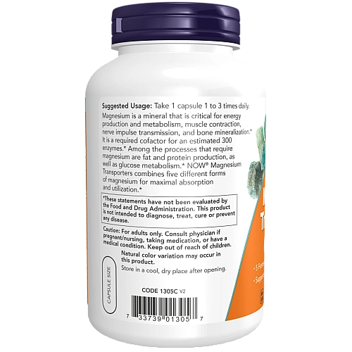 מגנזיום טרנספורטרים 180 כמוסות - מבית NOW FOODS