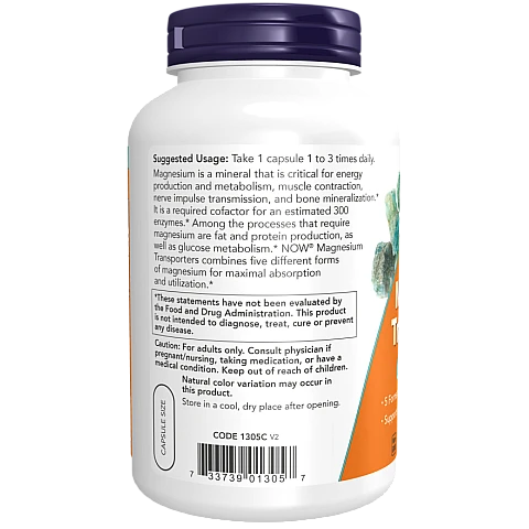 מגנזיום טרנספורטרים 180 כמוסות - מבית NOW FOODS מגנזיום טרנספורטרים 180 כמוסות - מבית NOW FOODS