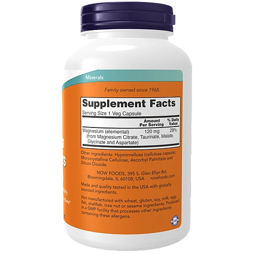 מגנזיום טרנספורטרים 180 כמוסות - מבית NOW FOODS