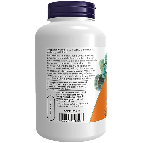 מגנזיום מלאט 95 מ"ג 180 כמוסות - מבית NOW FOODS