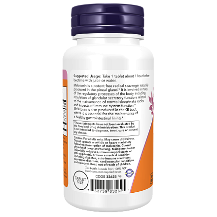 מלטונין 1 מ"ג 100 טבליות - מבית NOW FOODS