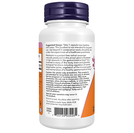 מלטונין 20 מ"ג 90 כמוסות - מבית NOW FOODS