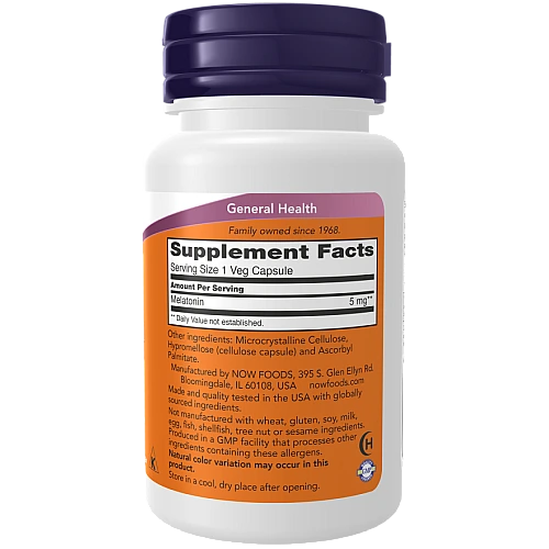מלטונין 5 מ"ג 60 כמוסות - מבית NOW FOODS