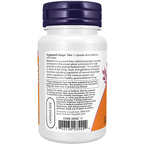 מלטונין 5 מ"ג 60 כמוסות - מבית NOW FOODS