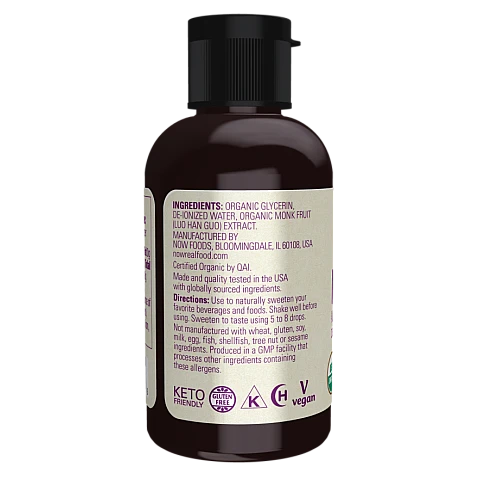 ממתיק נוזלי פרי הנזירים אורגני 59 מ"ל - מבית NOW FOODS ממתיק נוזלי פרי הנזירים אורגני 59 מ"ל - מבית NOW FOODS