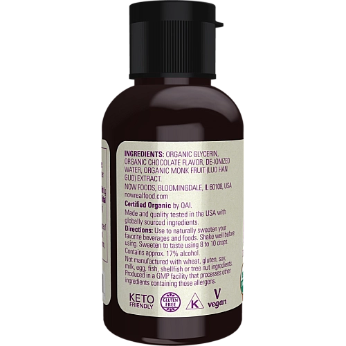 ממתיק נוזלי תמצית אורגני פרי הנזירים בטעם שוקולד 53 מ"ל - מבית NOW FOODS