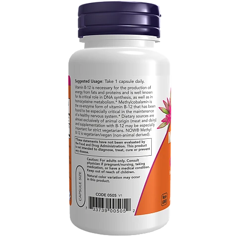 מתיל B-12 כמות למנה 5,000 מק"ג 90 כמוסות - מבית NOW FOODS מתיל B-12 כמות למנה 5,000 מק"ג 90 כמוסות - מבית NOW FOODS