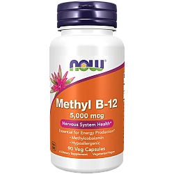 מתיל B-12 כמות למנה 5,000 מק"ג 90 כמוסות - מבית NOW FOODS