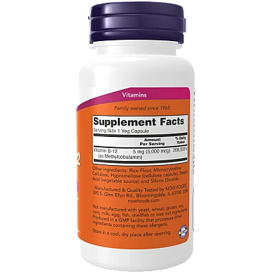 מתיל B-12 כמות למנה 5,000 מק"ג 90 כמוסות - מבית NOW FOODS