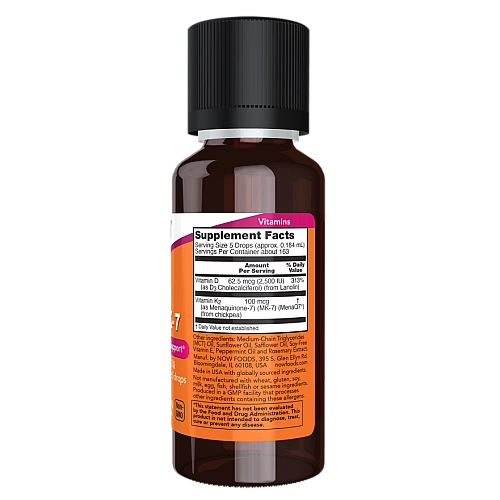 נוזל ויטמינים D-3  MK-7 תכולה 30 מ"ל - מבית NOW FOODS