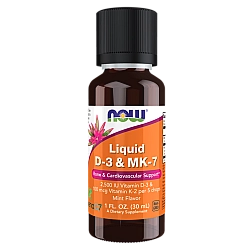 נוזל ויטמינים D-3  MK-7 תכולה 30 מ"ל - מבית NOW FOODS