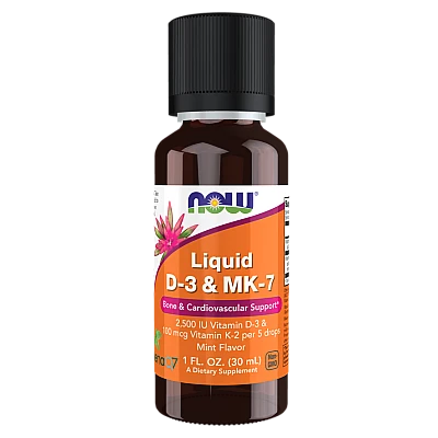 נוזל ויטמינים D-3  MK-7 תכולה 30 מ"ל - מבית NOW FOODS