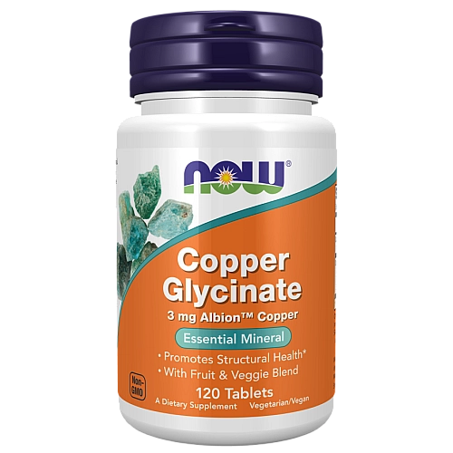נחושת גליצינאט 3 מ"ג 120 טבליות - מבית NOW FOODS