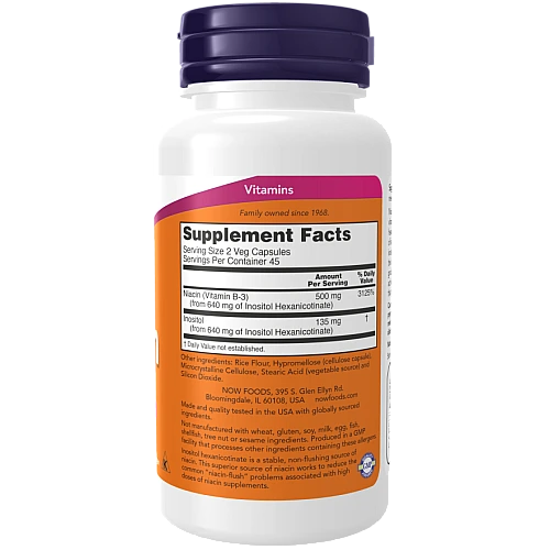 ניאצין ללא בעירה 250 מ"ל 90 כמוסות - מבית NOW FOODS