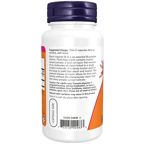 ניאצין ללא בעירה 250 מ"ל 90 כמוסות - מבית NOW FOODS