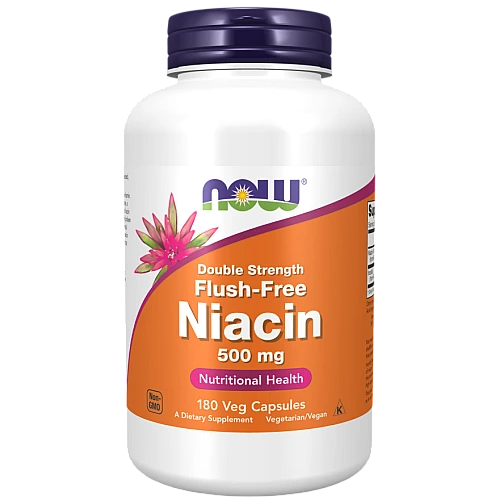ניאצין ללא בעירה עוצמה כפולה 500 מ"ג 180 כמוסות - מבית NOW FOODS