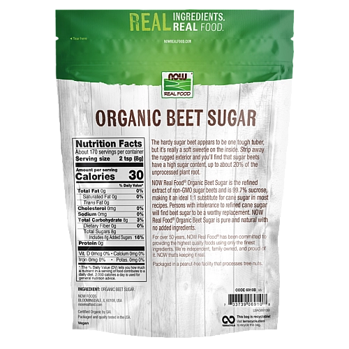 סוכר סלק אורגני 1,36 ק"ג - מבית NOW FOODS