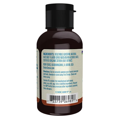 סטיביה נוזלי טעם אגוזי לוז 59 מ"ל - מבית NOW FOODS