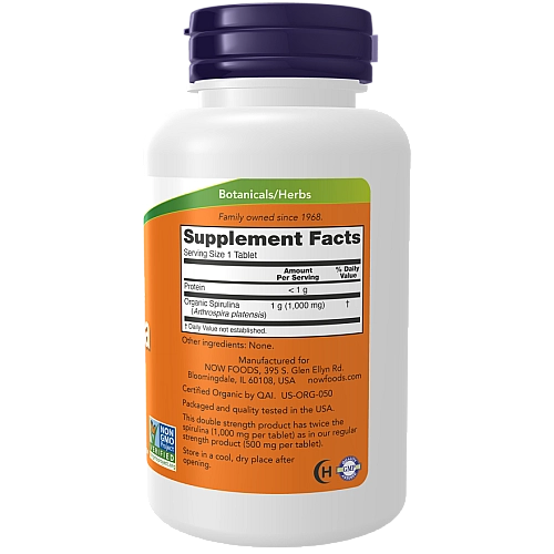 ספירולינה אורגנית 1000 מ"ג - 120 טבליות - מבית NOW FOODS