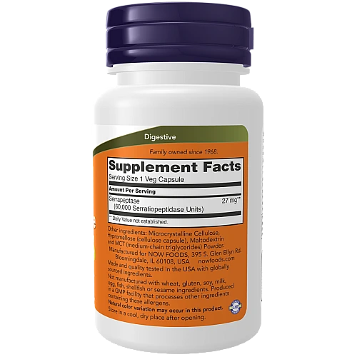 סראפפטאז 33 מ"ג 60 כמוסות - מבית NOW FOODS