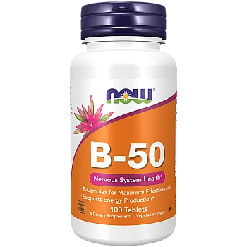 קומפלקס ויטמין B-50 תכולה 100 טבליות - מבית NOW FOODS