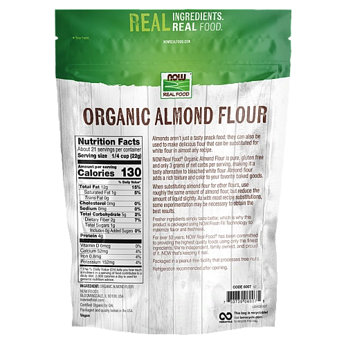 קמח שקדים אורגני דק 454 גרם - מבית NOW FOODS