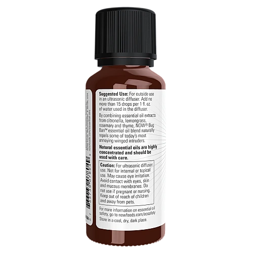 שמן אתרי Bug Ban דוחה באופן טבעי כמה מהחרקים המעופפים 30 מ"ל - מבית NOW FOODS
