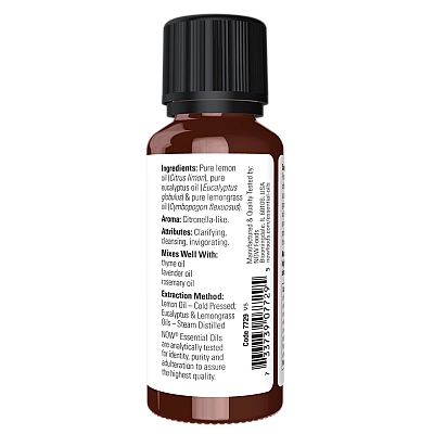 שמן אתרי תערובת לימון ואקליפטוס 30 מ"ל - מבית NOW FOODS
