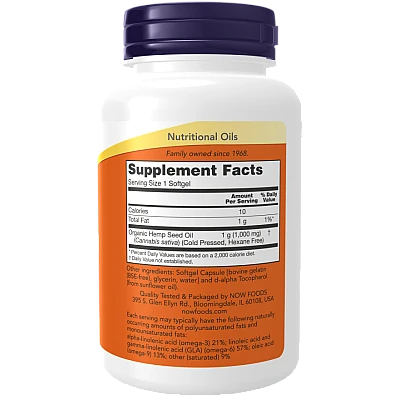 שמן זרעי קנאביס 1,000 מ"ג אומגה 120 כמוסות - מבית NOW FOODS