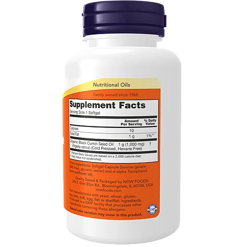 שמן זרעי קצח שחור 1000 מ"ג 60 כמוסות - מבית NOW FOODS