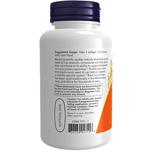 שמן זרעי קצח שחור 1000 מ"ג 60 כמוסות - מבית NOW FOODS