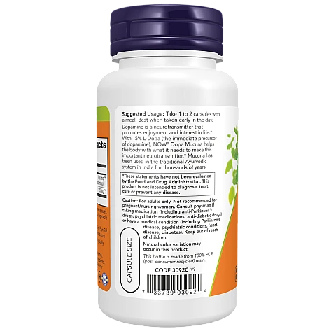 תמצית מוקונה (שעועית קטיפתית) 90 כמוסות - מבית NOW FOODS