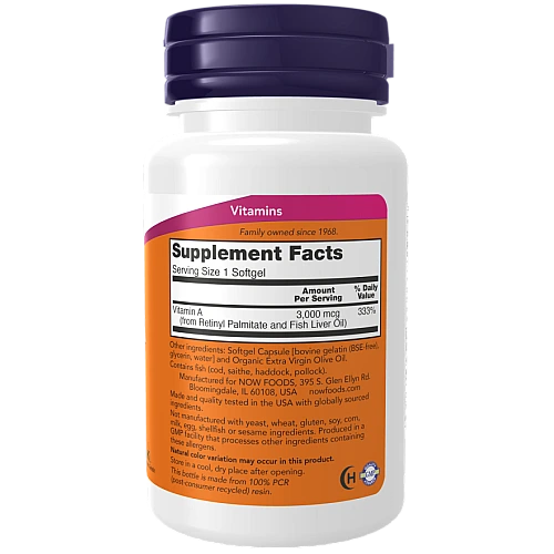 ויטמין A כמוסה 10,000 יחב"ל - 100 כמוסות מבית NOW FOODS