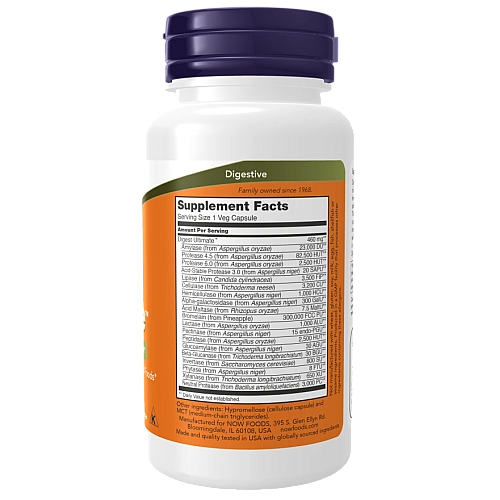 Digest Ultimate תוסף לתמיכה במערכת העיכול 60 כמוסות - מבית NOW FOODS